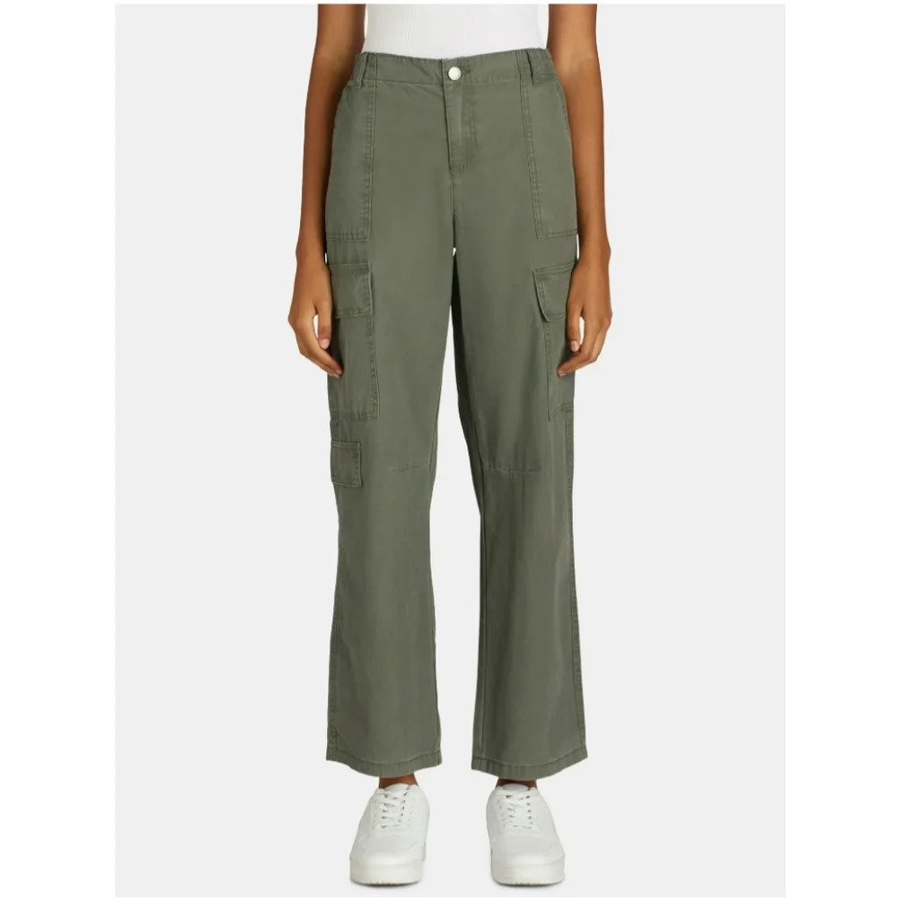 No Boundaries Women's Size S (4-6) Canvas Cargo Straight Pants Forest Green NWT